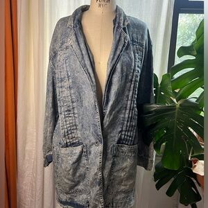 Acid Wash Vintage Denim Shirt Jacket, One Size Fits Most (oversized S/M)